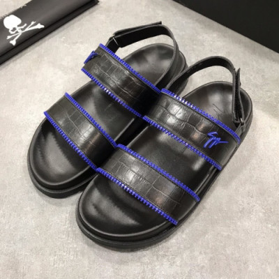 Giuseppe Zanoti 2019 Mens Logo Leather Slipper - 쥬세페자노티 남성 로고 레더 슬리퍼 Giu0037x.Size(240 - 275).블루