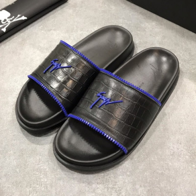 Giuseppe Zanoti 2019 Mens Logo Leather Slipper - 쥬세페자노티 남성 로고 레더 슬리퍼 Giu0039x.Size(240 - 275).블루