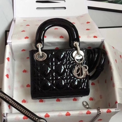 Dior 2019 Lady Dior Tote Shoulder Bag,17CM - 디올 2019 레이디 디올 토트 숄더백 DIOB0324,17CM,블랙(은장)