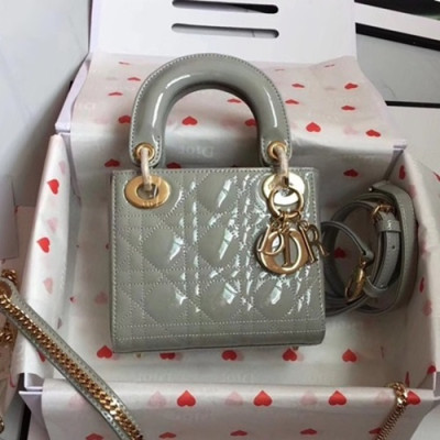 Dior 2019 Lady Dior Tote Shoulder Bag,17CM - 디올 2019 레이디 디올 토트 숄더백 DIOB0329,17CM,그레이(금장)