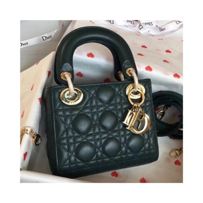 Dior 2019 Lady Dior Tote Shoulder Bag,17CM - 디올 2019 레이디 디올 토트 숄더백 DIOB0333,17CM,다크그린(금장)