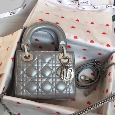 Dior 2019 Lady Dior Tote Shoulder Bag,17CM - 디올 2019 레이디 디올 토트 숄더백 DIOB0336,17CM,실버(은장)