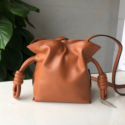 Loewe 2019 Flamenco Knot Mini Tote Shoulder Bag, 17CM - 로에베 2019 플라멩고 노트 미니 토트 숄더백 ,LOEB0085, 17CM, 브라운