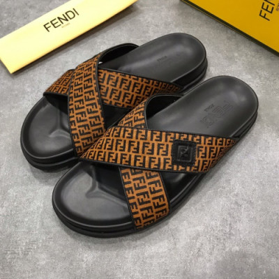 Fendi 2019 Mens Initial Logo Leather Slipper - 펜디 남성 이니셜 로고 레더 슬리퍼 Fen02x.Size(240 - 275).브라운