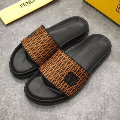 Fendi 2019 Mens Initial Logo Leather Slipper - 펜디 남성 이니셜 로고 레더 슬리퍼 Fen05x.Size(240 - 275).브라운