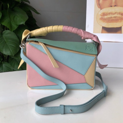 Loewe 2019 Puzzle Small Shoulder Bag, 23CM - 로에베 2019 퍼즐 스몰 숄더백 ,LOEB0141, 23CM,핑크+스카이블루