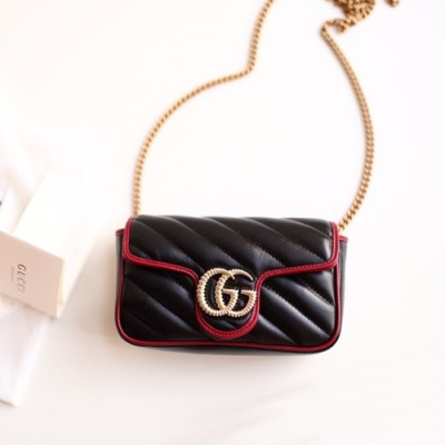 Gucci GG Marmont Matlase Super Mini Women Shoulder Bag,17.5CM - 구찌 GG 마몬트 마틀라세 수퍼미니 여성용 숄더백 574969,GUB0683,17.5CM,블랙