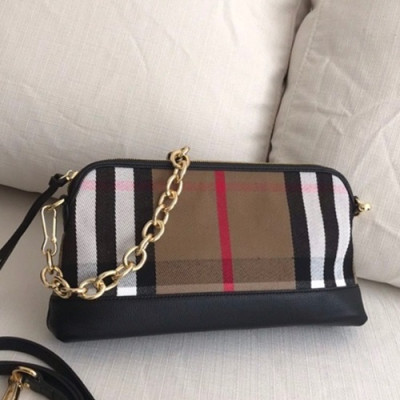 Burberry 2019 House Check Canvas Shoulder Cross Bag, 26cm - 버버리 2019 하우스 체크 여성용 캔버스 숄더 크로스백,BURB0320,26cm,브라운+블랙