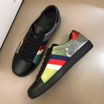 Gucci 2019 Mm/Wm Ace Leather Sneakers - 구찌 남자 에이스 레더 스니커즈 Guc01219x.Size(225 - 270).블랙
