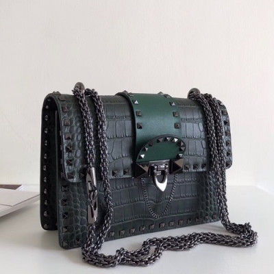 Valentino 2019  Leather Shoudler Cross Bag,21CM - 발렌티노 2019 레더 숄더 크로스백,VTB0710,21CM,다크그린