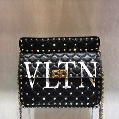 Valentino 2019 Leather Garavani Rockstud Spike Tote Shoudler Bag,24CM - 발렌티노 2019 레더 가라바니 락스터드 스파이크 토트 숄더백,VTB0725,24CM,블랙