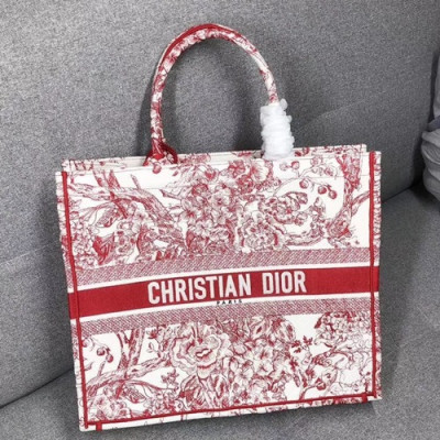 Dior 2019 Women Canvas Book Tote Shopper Bag ,41.5CM - 디올 2019 여성용 캔버스 북 토트 쇼퍼백  DIOB0359,41.5CM,레드