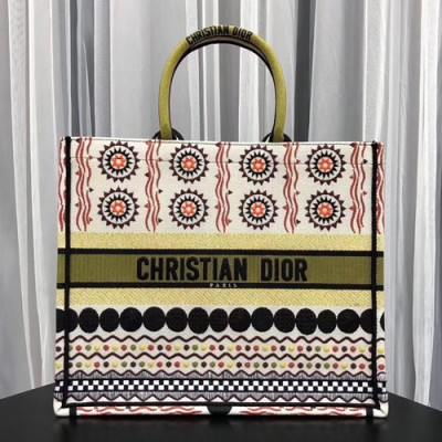 Dior 2019 Women Canvas Book Tote Shopper Bag ,41.5CM - 디올 2019 여성용 캔버스 북 토트 쇼퍼백  DIOB0360,41.5CM,아이보리