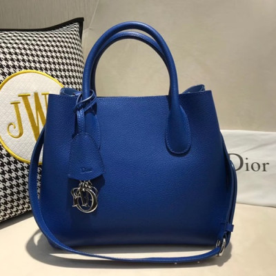 Dior 2019 Leather Tote Shoulder Bag,25CM - 디올 2019 레더 토트 숄더백 DIOB0365,25CM,블루