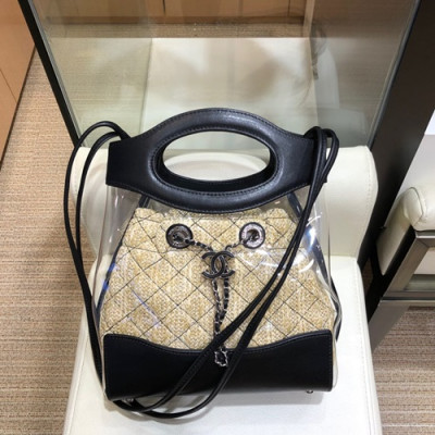 Chanel 2019 31 PVC & Leather Tote Shoulder Bag ,26CM - 샤넬 2019 31 PVC & 레더 토트 숄더백  CHAB0873,26CM,블랙