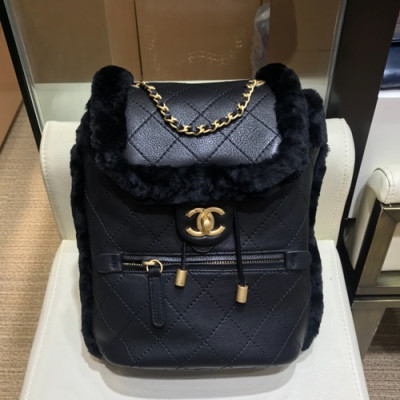 Chanel 2019 Leather & Fur Women Back Pack ,26CM - 샤넬 2019 레더 & 퍼 여성용 백팩,CHAB0900,26CM,블랙
