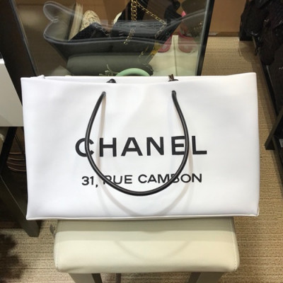 Chanel 2019 Leather Large Tote Shoulder Shopper Bag ,40CM - 샤넬 2019 레더 라지 토트 숄더 쇼퍼백  CHAB0905,40CM,화이트