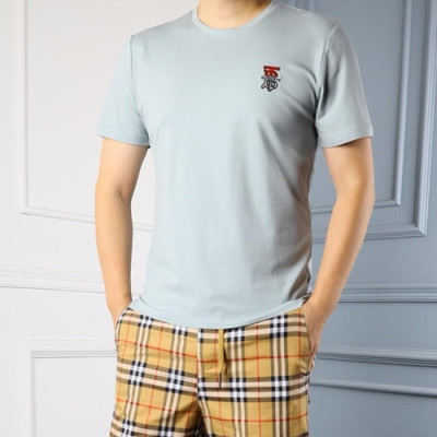 Burberry 2019 Mens Logo Polo Cotton Short Sleeved Tshirt - 버버리 남성 로고 폴로 코튼 반팔티 BurTS0005.Size(m - 3xl).스카이 블루