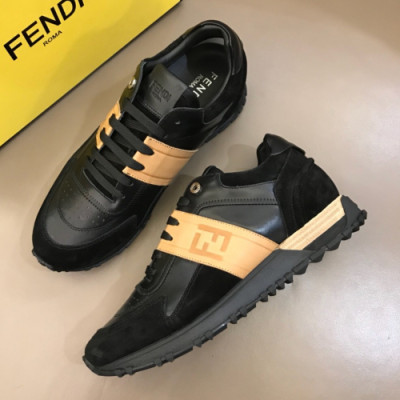 [매장판] Fendi 2019 Mens Logo Leather Sneakers - 펜디 2019 남성 로고 레더 스니커즈 Fen0288x.Size(240 - 270).블랙