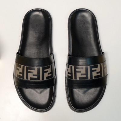 Fendi 2019 Mens Initial Logo Leather Slipper - 펜디 남성 이니셜 로고 레더 슬리퍼 Fen0289x.Size(240 - 275).블랙