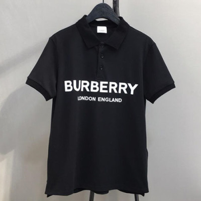 Burberry 2019 Mens Logo Polo Cotton Short Sleeved Tshirt - 버버리 남성 로고 폴로 코튼 반팔티 Burpt0002.Size(s- xl).블랙