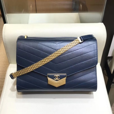 Chanel 2019 Leather Women Large Shoulder Bag,23CM - 샤넬 2019 레더 여성용 라지 숄더백,CHAB0937,23CM,네이비