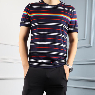 Burberry 2019 Mens Logo Cotton Short Sleeved Tshirt - 버버리 남성 로고  코튼 반팔티 BurTS0011.Size(M- 3XL).네이비