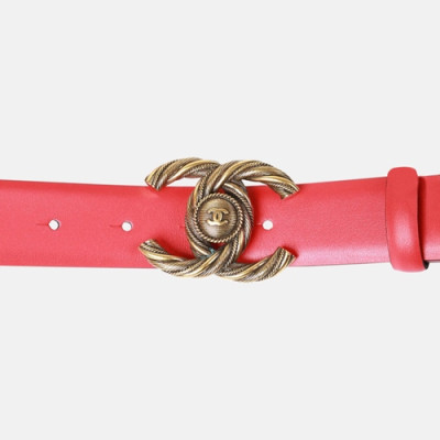 Chanel 2019 Ladies Leather Belt - 샤넬 2019 여성용 레더 벨트 CHABT0008.Size(3.0cm).레드