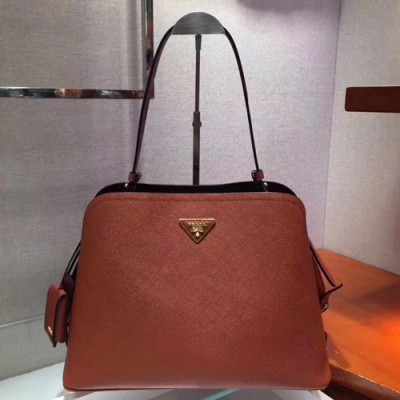 Prada 2019 Promenade Leather Tote Shoulder Bag,35.5cm - 프라다 2019 여성용 프롬나드 레더 토트 숄더백 ,1BA249-5,35.5cm,오렌지