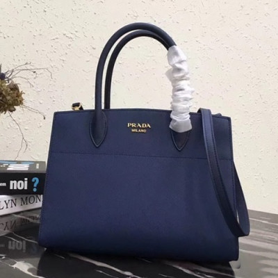 Prada 2019 Bibliothque Leather Tote Shoulder Bag,30cm - 프라다 2019 비블리오텍 여성용 레더 토트 숄더백 ,1BA049-3,30cm,블루