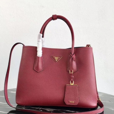 Prada 2019 Vitello Daino Double Leather Tote Shoulder Bag,33cm - 프라다 2019 비텔로 다이노 두블레 여성용 레더 토트 숄더백 ,1BG008-5,33cm,레드