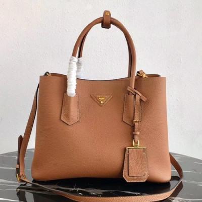 Prada 2019 Vitello Daino Double Leather Tote Shoulder Bag,33cm - 프라다 2019 비텔로 다이노 두블레 여성용 레더 토트 숄더백 ,1BG008-7,33cm,카멜