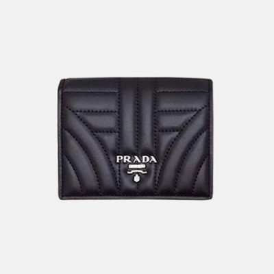 Prada 2019 Ladies Saffiano Leather Wallet 1MV204 -프라다 2019 여성용 사피아노 레더 반지갑 PRAW0093, 11.5CM,블랙