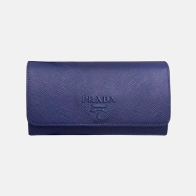 Prada 2019 Ladies Leather Wallet 1MH132 -프라다 2019 여성용 레더 장지갑,PRAW0107, 18.7CM,블루