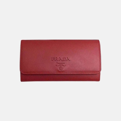 Prada 2019 Ladies Leather Wallet 1MH132 -프라다 2019 여성용 레더 장지갑,PRAW0109, 18.7CM,레드
