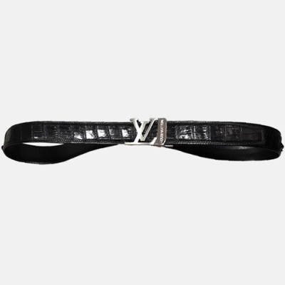 Louis vuitton 2019 Mens Crocodile Leather Belt - 루이비통 2019 남성용 크로커다일 레더 벨트 LOUBT0018.Size(3.5cm).블랙