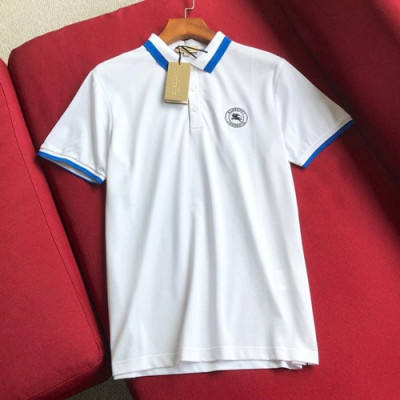 Burberry 2019 Mens Logo Polo Cotton Short Sleeved Tshirt - 버버리 남성 로고 폴로 코튼 반팔티 BurTS0051.Size(m- 3xl).화이트