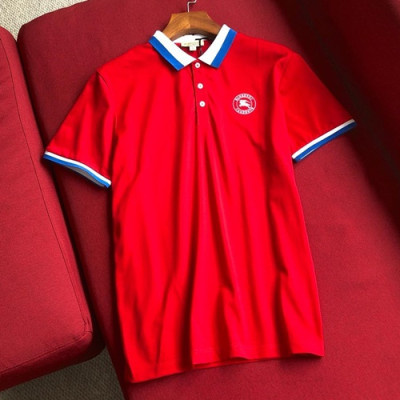 Burberry 2019 Mens Logo Polo Cotton Short Sleeved Tshirt - 버버리 남성 로고 폴로 코튼 반팔티 BurTS0051.Size(m- 3xl).레드