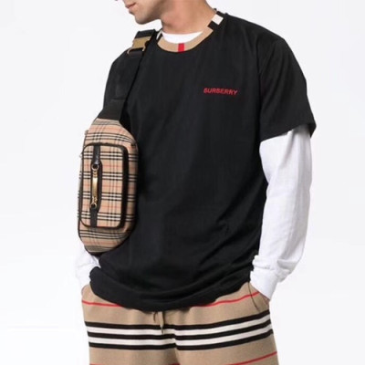 Burberry 2019 Mens Logo Polo Cotton Short Sleeved Tshirt - 버버리 남성 로고 폴로 코튼 반팔티 BurTS0056.Size(s- xl).블랙