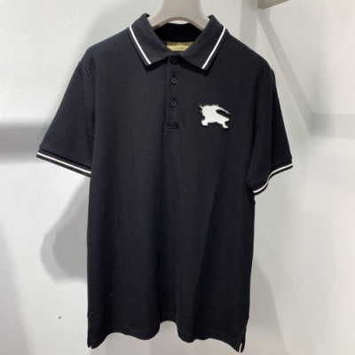 Burberry 2019 Mens Logo Polo Cotton Short Sleeved Tshirt - 버버리 남성 로고 폴로 코튼 반팔티 BurTS0056.Size(s- xl).블랙