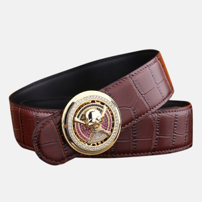 Alexander McQueen 2019 Mens Leather Belt - 알렉산더 맥퀸 2019 남성용 레더 벨트,MQBT0001,Size(3.8cm),블랙은장,레드브라운금장