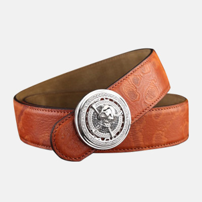 Alexander McQueen 2019 Mens Leather Belt - 알렉산더 맥퀸 2019 남성용 레더 벨트,MQBT0008,Size(3.8cm).오렌지은장,오렌지금장