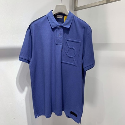 Mocler 2019 Mens Logo Cotton Short Sleeved T-shirt - 몽클레어 남성 로고 반팔티 MocTS0055.Size(S -XL)블루