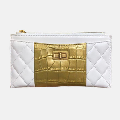 Chanel 2019 Ladies Wallet / Card Purse - 샤넬 2019 여성용 레더 장지갑 / 카드지갑 ,CHAW0035,19cm.화이트
