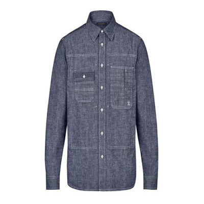 Louis Vuitton 2019 Mens Logo  Cotton  Denim shirt - 루이비통 남성 로고 폴로 코튼 데님 셔츠 Burst0033.Size(m -2xl).블루