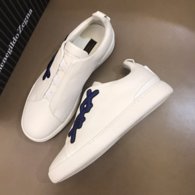 Ermenegildo Zegna  2019 Mens Logo Leather Sneakers - 에르메넬질도 제냐 남성 로고 레더 스니커즈 Zeg0100x.Size(240 - 270).화이트