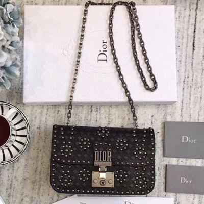 Dior 2019 Addict Leather Chain Shoulder Bag,21CM - 디올 2019 어딕트 레더 체인 숄더백 DIOB0375,21CM,블랙