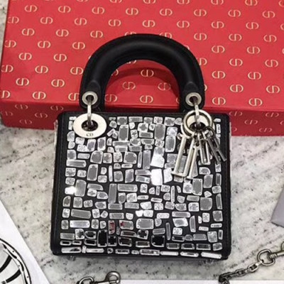 Dior 2019 Lady Dior Mini Tote Shoulder Bag,17CM - 디올 2019 레이디 디올 미니 토트 숄더백 DIOB0401,17CM, 블랙