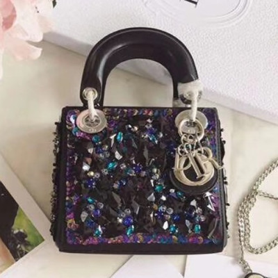 Dior 2019 Lady Dior Mini Tote Shoulder Bag,17CM - 디올 2019 레이디 디올 미니 토트 숄더백 DIOB0402,17CM, 블랙