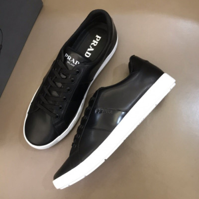 Prada 2019 Mens Business Logo Leather Sneakers - 프라다 남성 비지니스 로고 레더 스니커즈 Pra0661x.Size(240 - 265).블랙